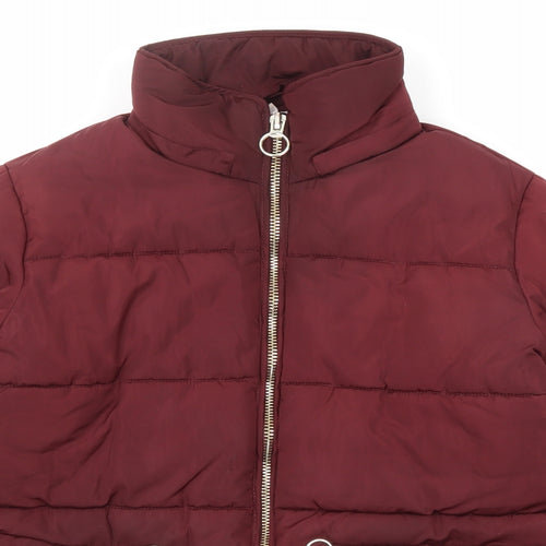 Topshop Womens Red Puffer Jacket Jacket Size 10 Zip