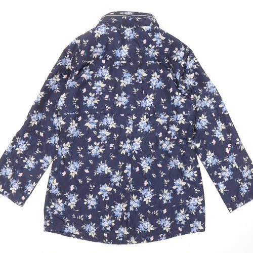 M&Co Womens Blue Floral Jacket Size 8 Zip