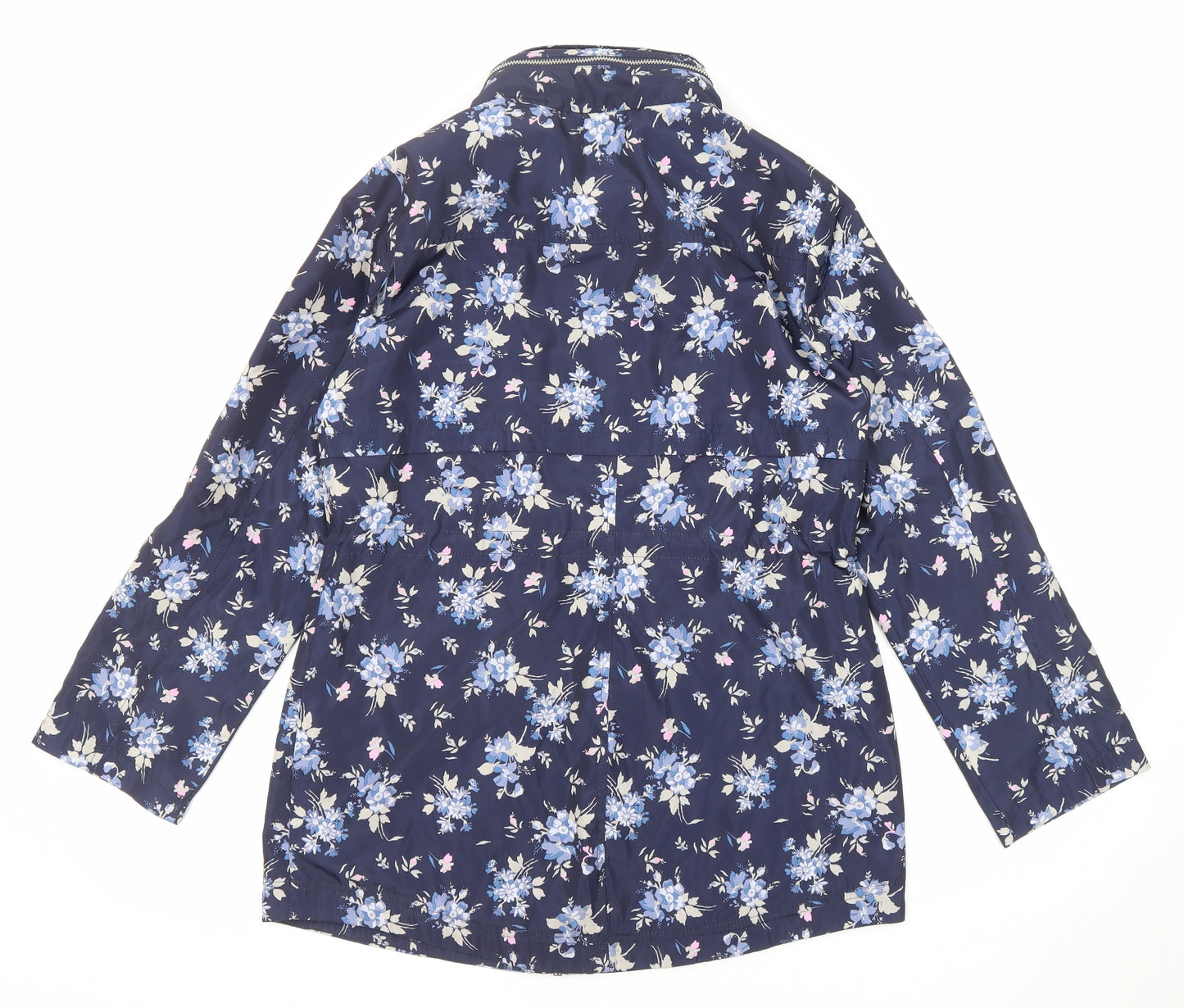 M&Co Womens Blue Floral Jacket Size 8 Zip