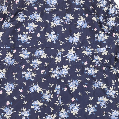 M&Co Womens Blue Floral Jacket Size 8 Zip