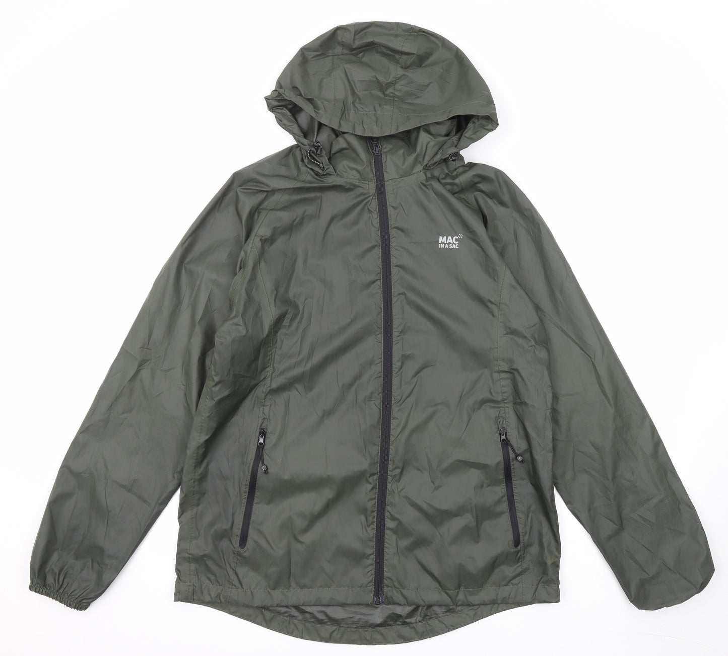 Mac In a Sac Mens Green Windbreaker Jacket Size M Zip