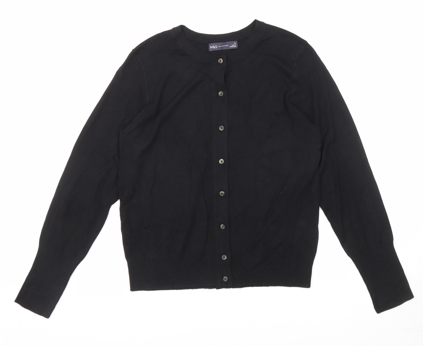Marks and Spencer Womens Black Round Neck Viscose Cardigan Jumper Size 10