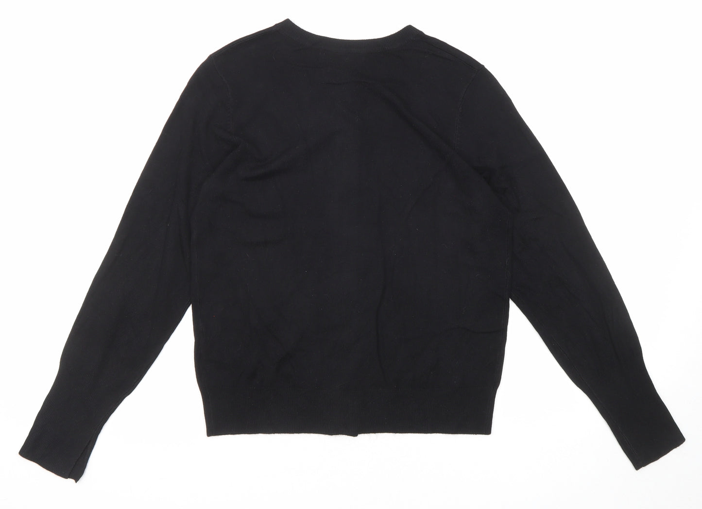 Marks and Spencer Womens Black Round Neck Viscose Cardigan Jumper Size 10