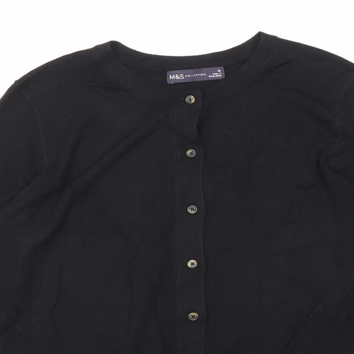 Marks and Spencer Womens Black Round Neck Viscose Cardigan Jumper Size 10