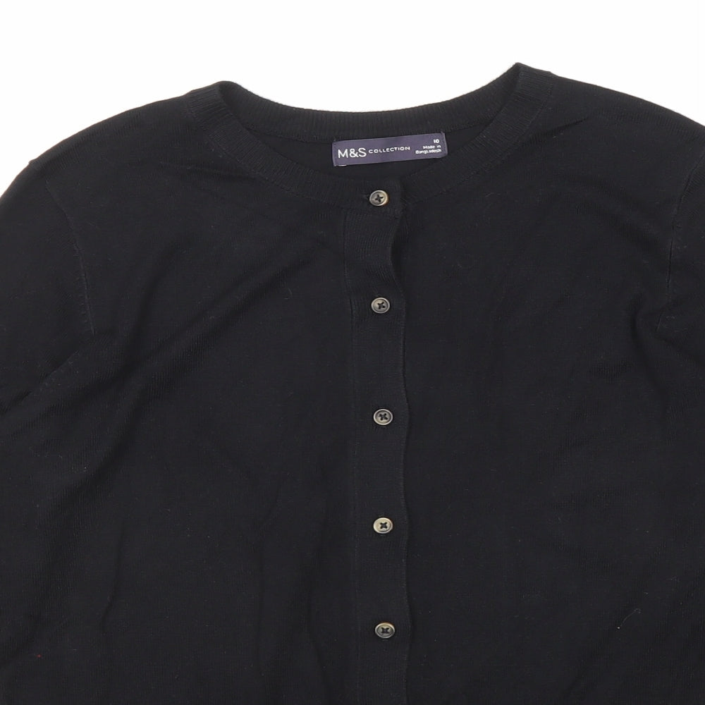 Marks and Spencer Womens Black Round Neck Viscose Cardigan Jumper Size 10
