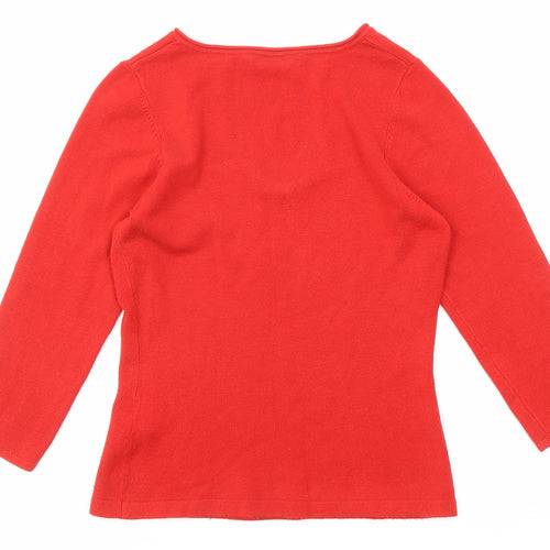 Dorothy Perkins Womens Red Scoop Neck Acrylic Pullover Jumper Size 10