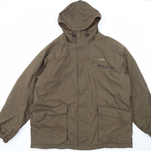 DECATHLON Mens Brown Geometric Windbreaker Jacket Size 2XL Zip - Wed'ze Ski, Snowboard and Sledge Range
