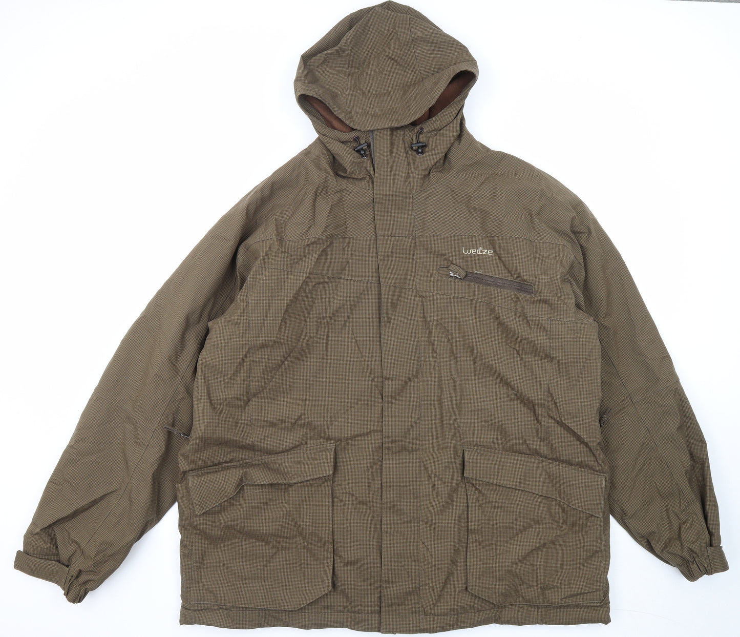 DECATHLON Mens Brown Geometric Windbreaker Jacket Size 2XL Zip - Wed'ze Ski, Snowboard and Sledge Range