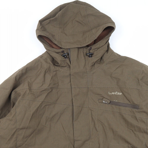 DECATHLON Mens Brown Geometric Windbreaker Jacket Size 2XL Zip - Wed'ze Ski, Snowboard and Sledge Range