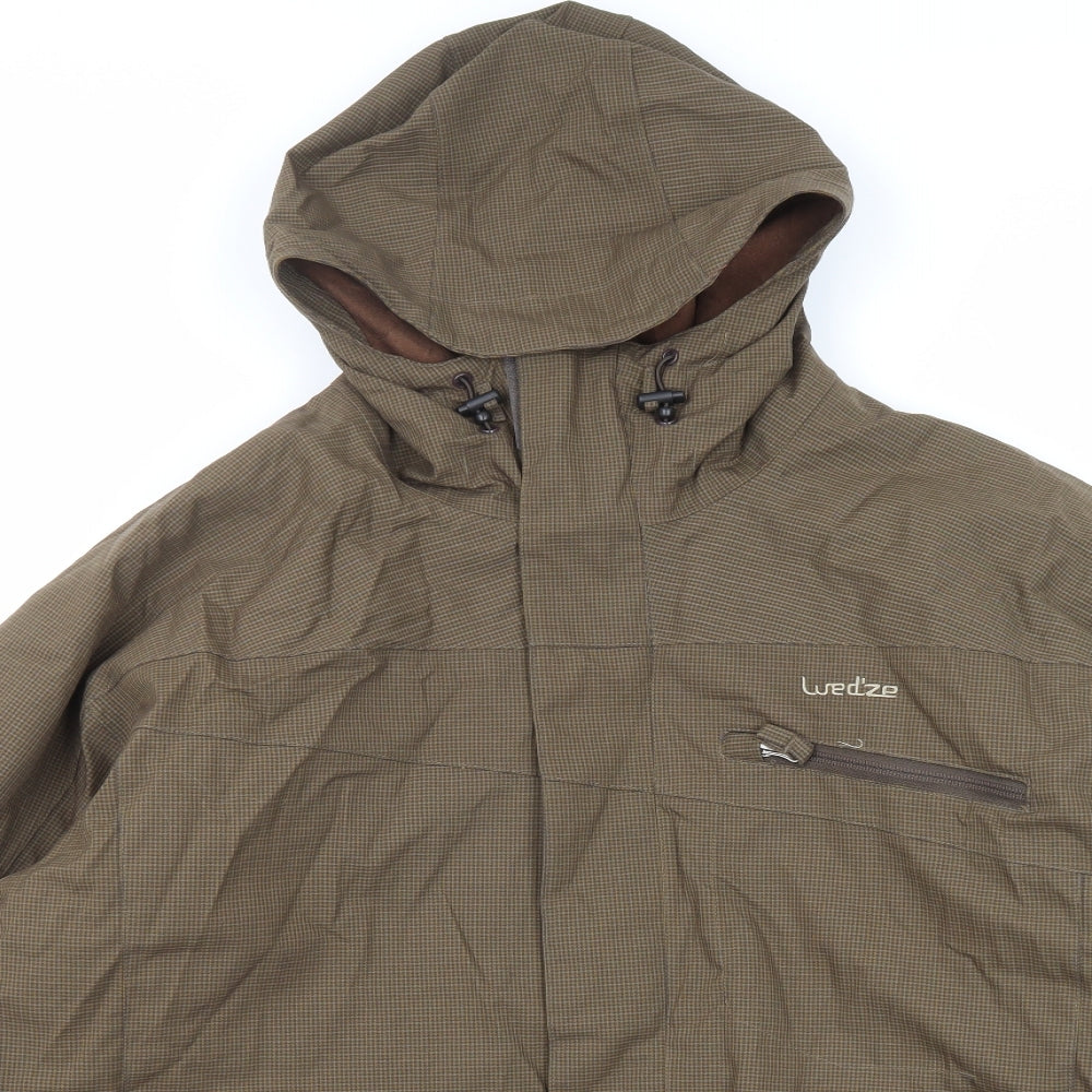 DECATHLON Mens Brown Geometric Windbreaker Jacket Size 2XL Zip - Wed'ze Ski, Snowboard and Sledge Range
