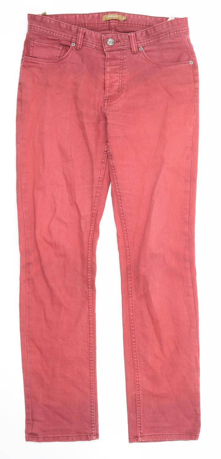 Conbipel Womens Red Cotton Straight Jeans Size 32 in Regular Zip