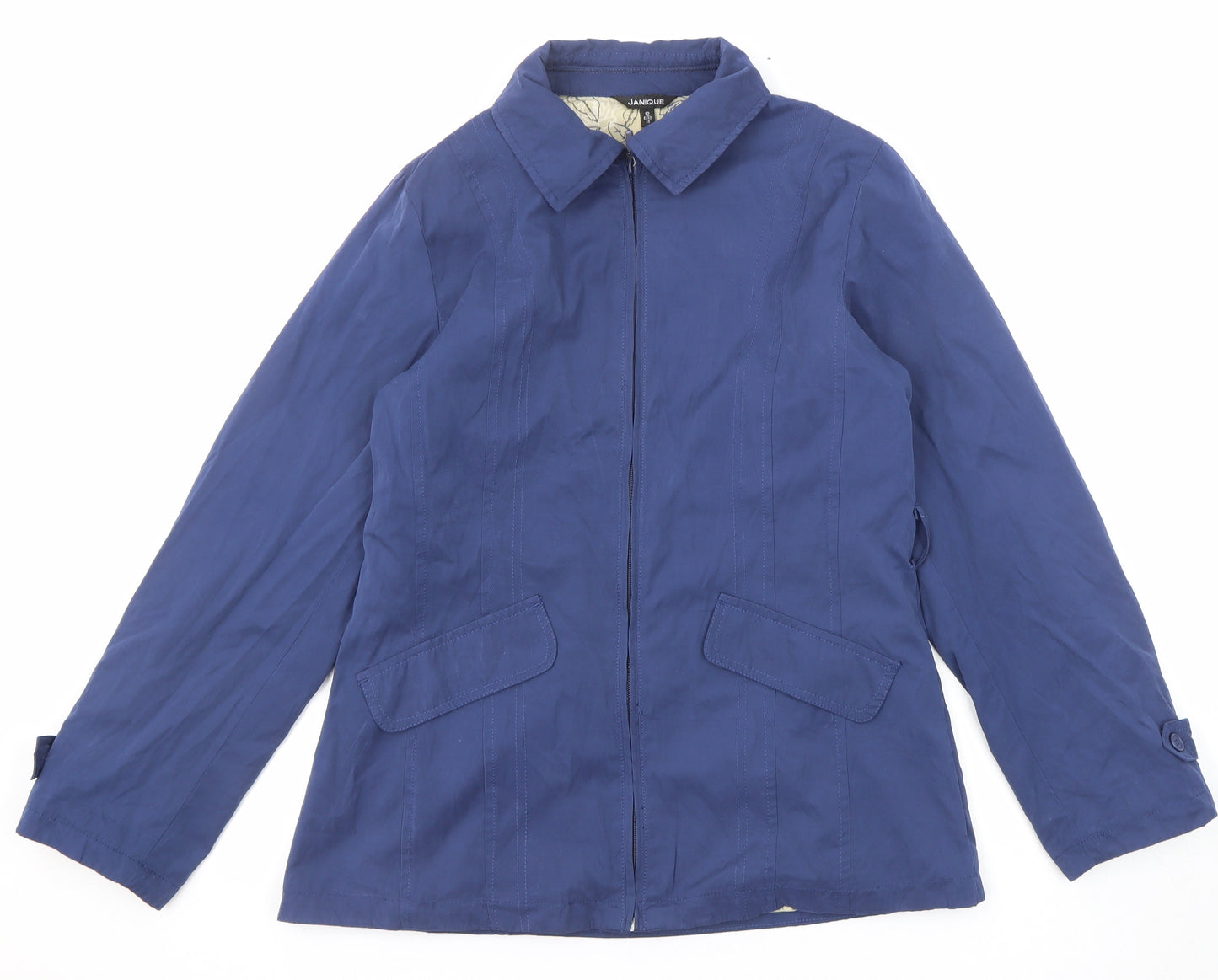Janique Womens Blue Jacket Size 12 Button