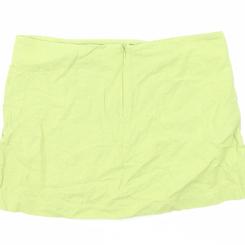 Light Before Dark Womens Green Cotton Mini Skirt Size M Zip