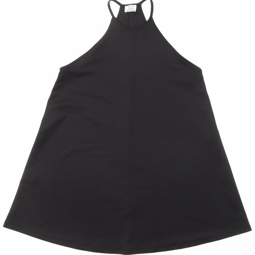 Zara Womens Black Polyester Trapeze & Swing Size S Round Neck Pullover