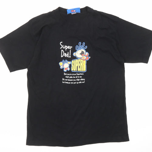 Bubblegum Mens Black Polyester T-Shirt Size M Round Neck - Super Dad