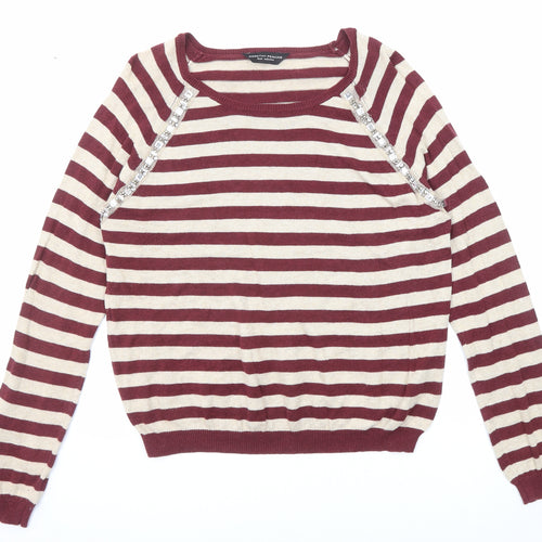 Dorothy Perkins Womens Purple Round Neck Plaid Cotton Pullover Jumper Size 16
