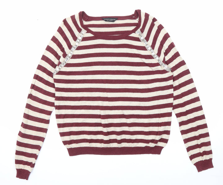 Dorothy Perkins Womens Purple Round Neck Plaid Cotton Pullover Jumper Size 16