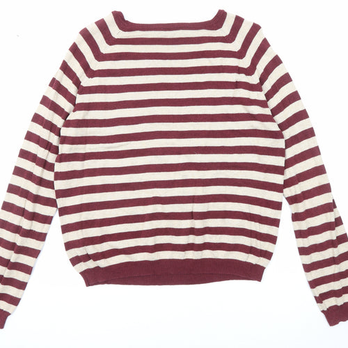 Dorothy Perkins Womens Purple Round Neck Plaid Cotton Pullover Jumper Size 16