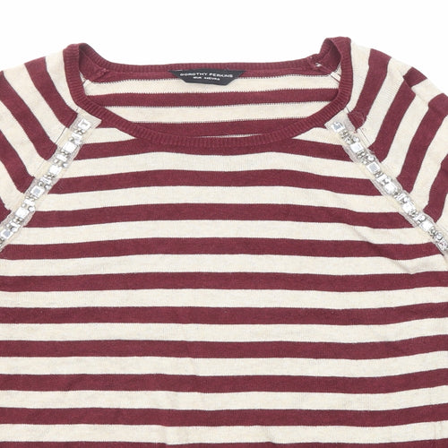 Dorothy Perkins Womens Purple Round Neck Plaid Cotton Pullover Jumper Size 16