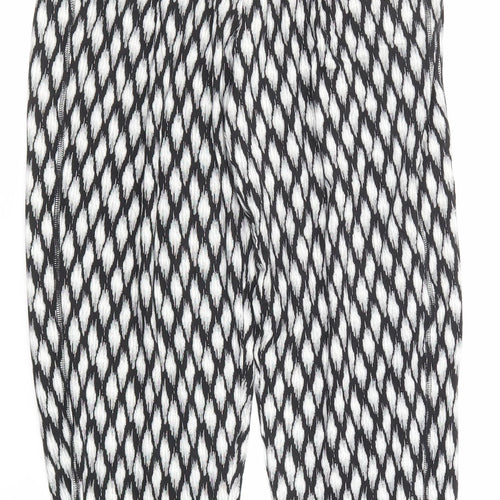 Marks and Spencer Womens Black Geometric Viscose Trousers Size 6 Regular