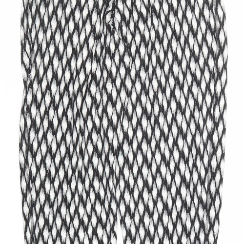 Marks and Spencer Womens Black Geometric Viscose Trousers Size 6 Regular