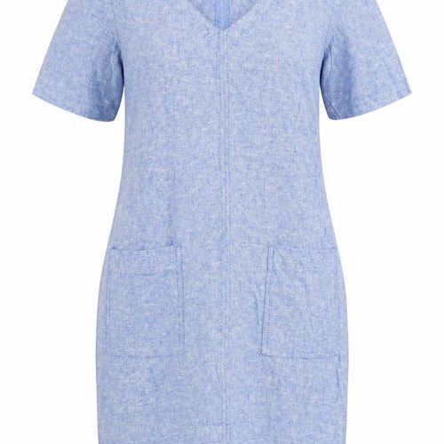 Marks and Spencer Womens Blue Linen Pencil Dress Size 6 V-Neck Pullover