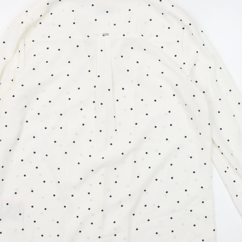 Superdry Womens White Polka Dot Polyester Basic Button-Up Size 10 Collared