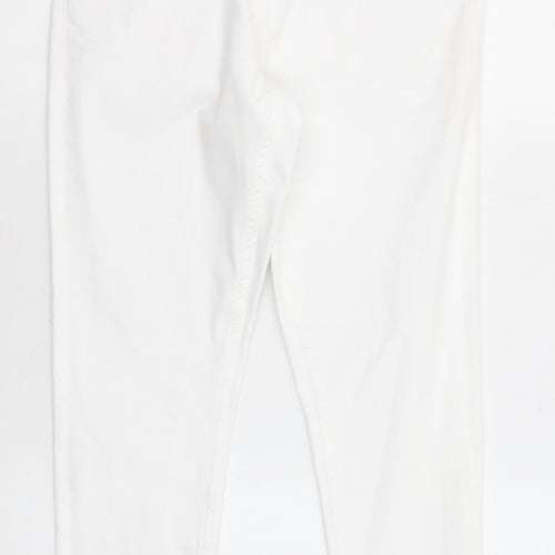 Marks and Spencer Womens White Cotton Skinny Jeans Size 12 Regular Zip