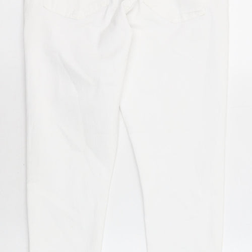 Marks and Spencer Womens White Cotton Skinny Jeans Size 12 Regular Zip