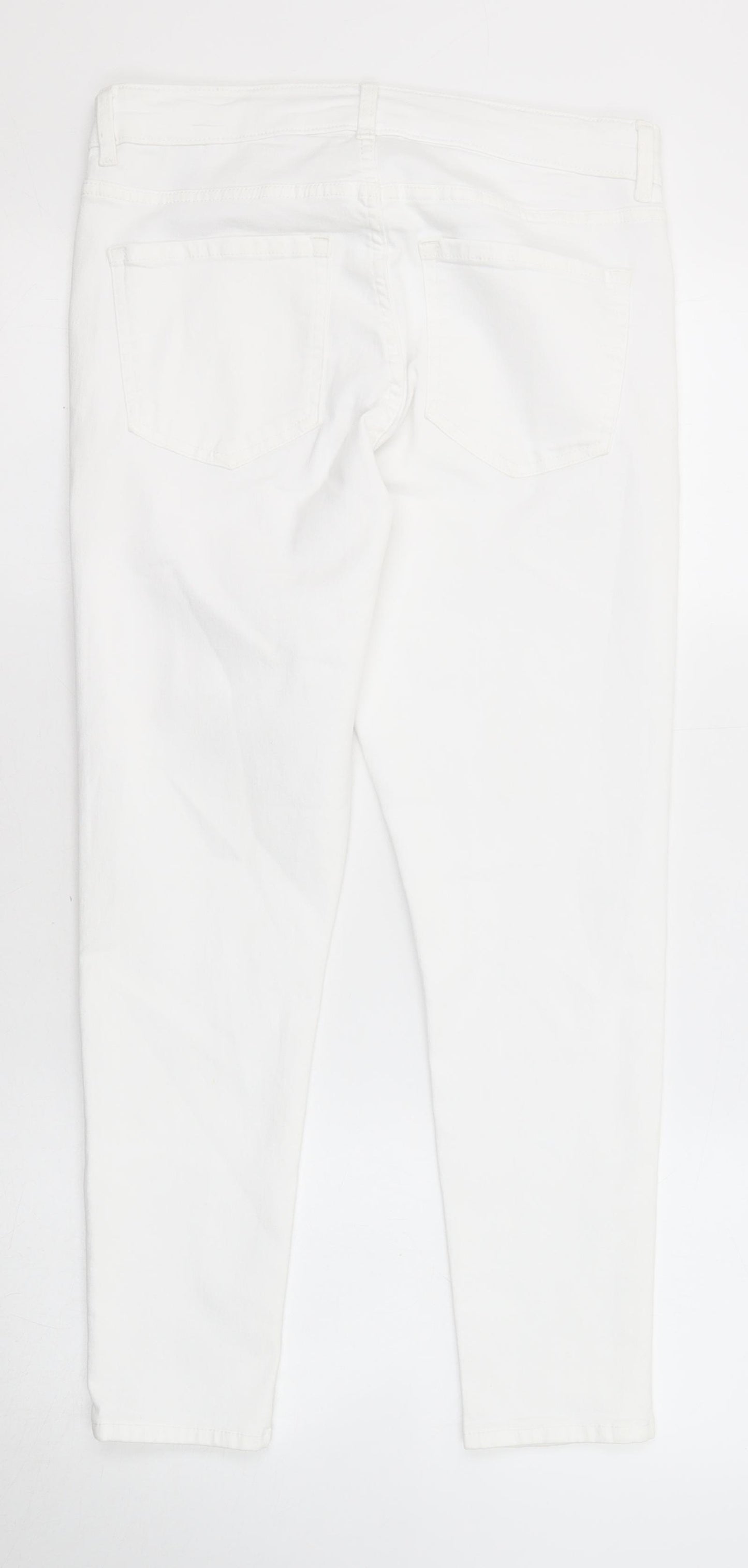 Marks and Spencer Womens White Cotton Skinny Jeans Size 12 Regular Zip