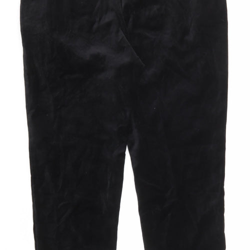 Marks and Spencer Womens Black Cotton Trousers Size 14 Regular Zip