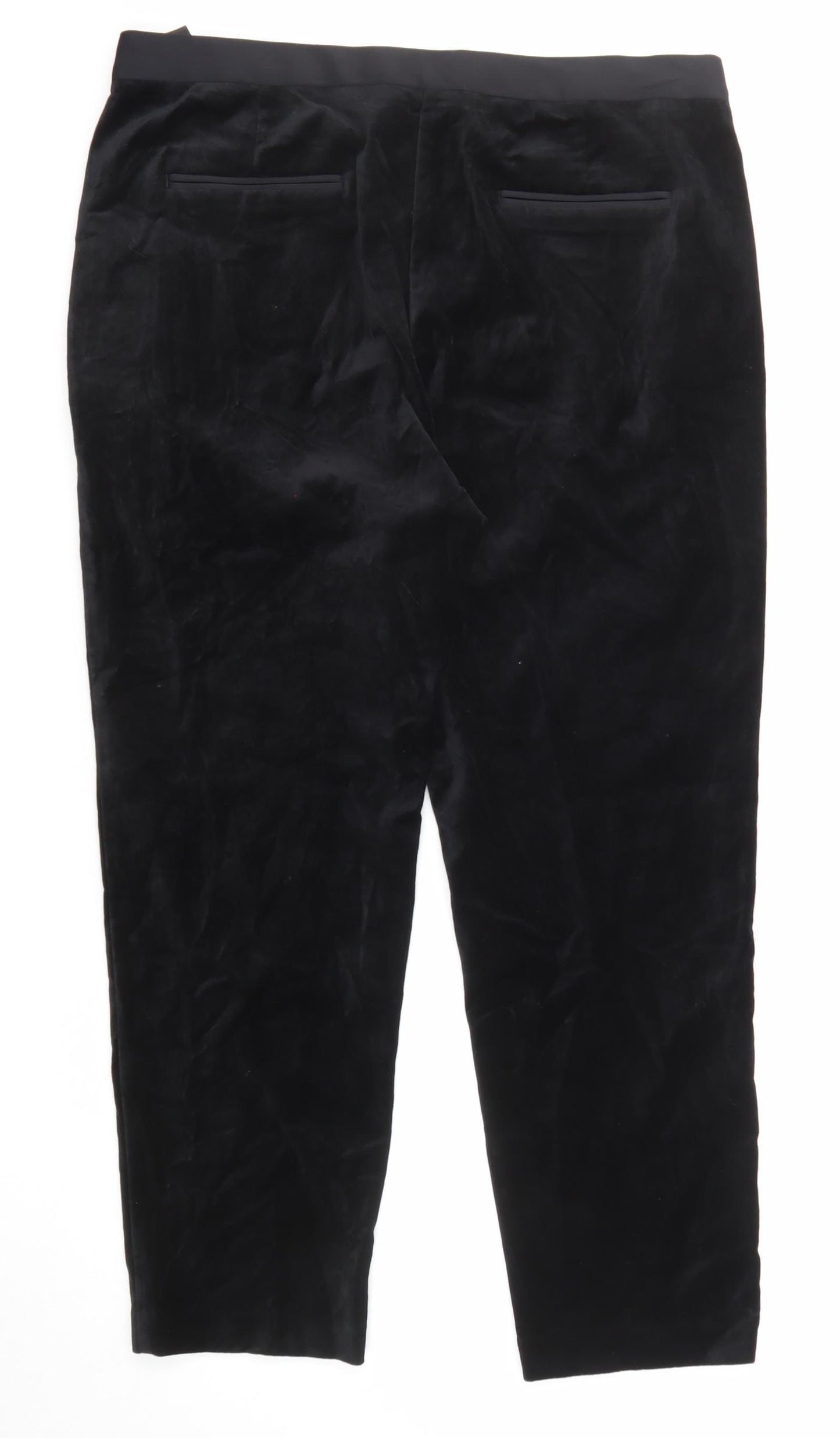 Marks and Spencer Womens Black Cotton Trousers Size 14 Regular Zip