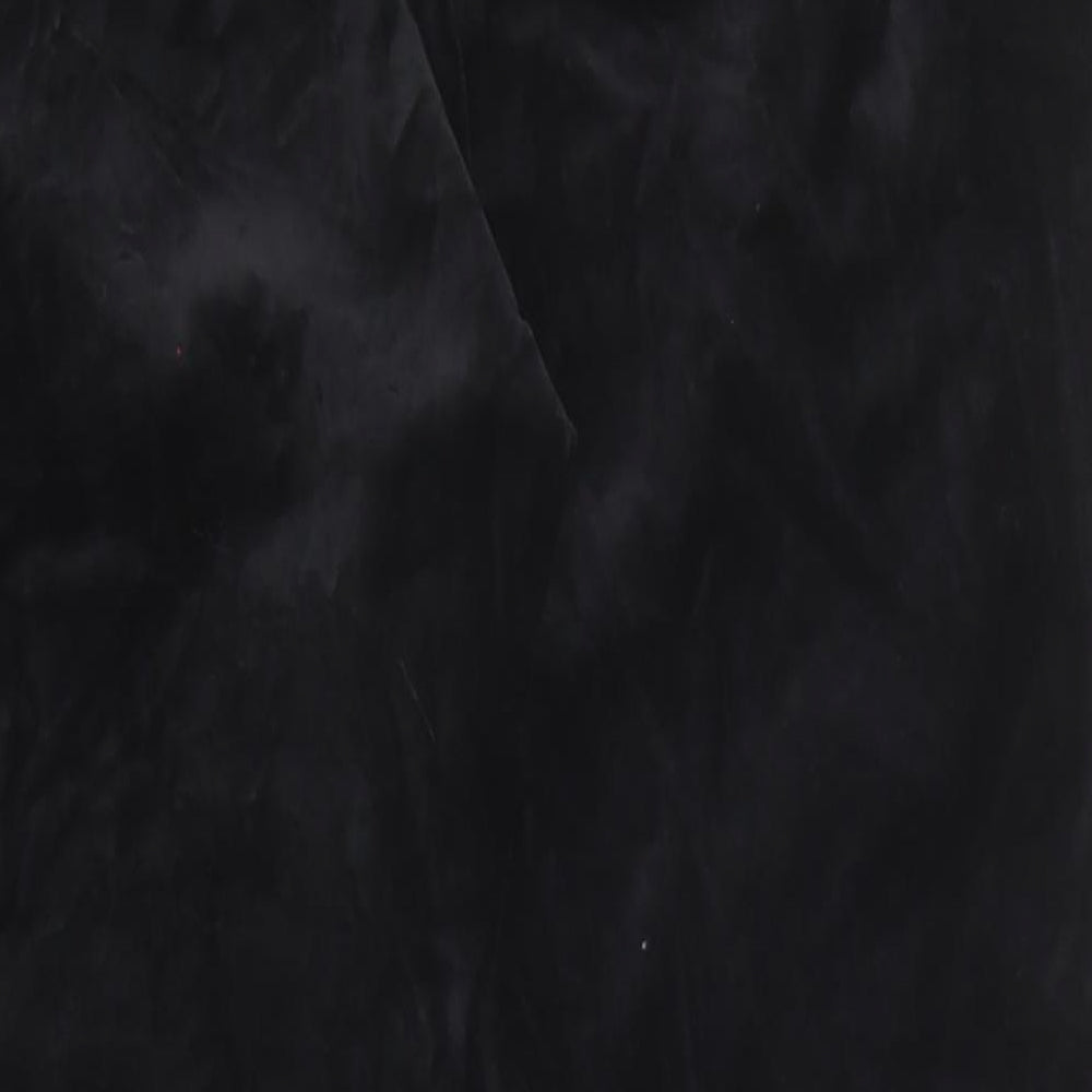 Marks and Spencer Womens Black Cotton Trousers Size 14 Regular Zip