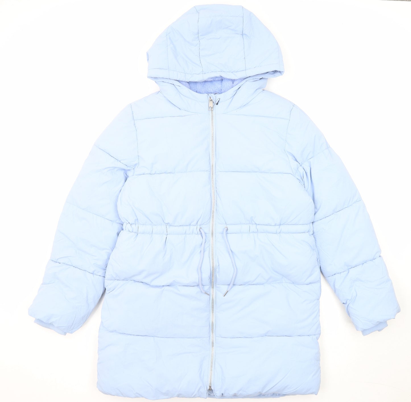 Marks and Spencer Girls Blue Puffer Jacket Coat Size 13-14 Years Zip