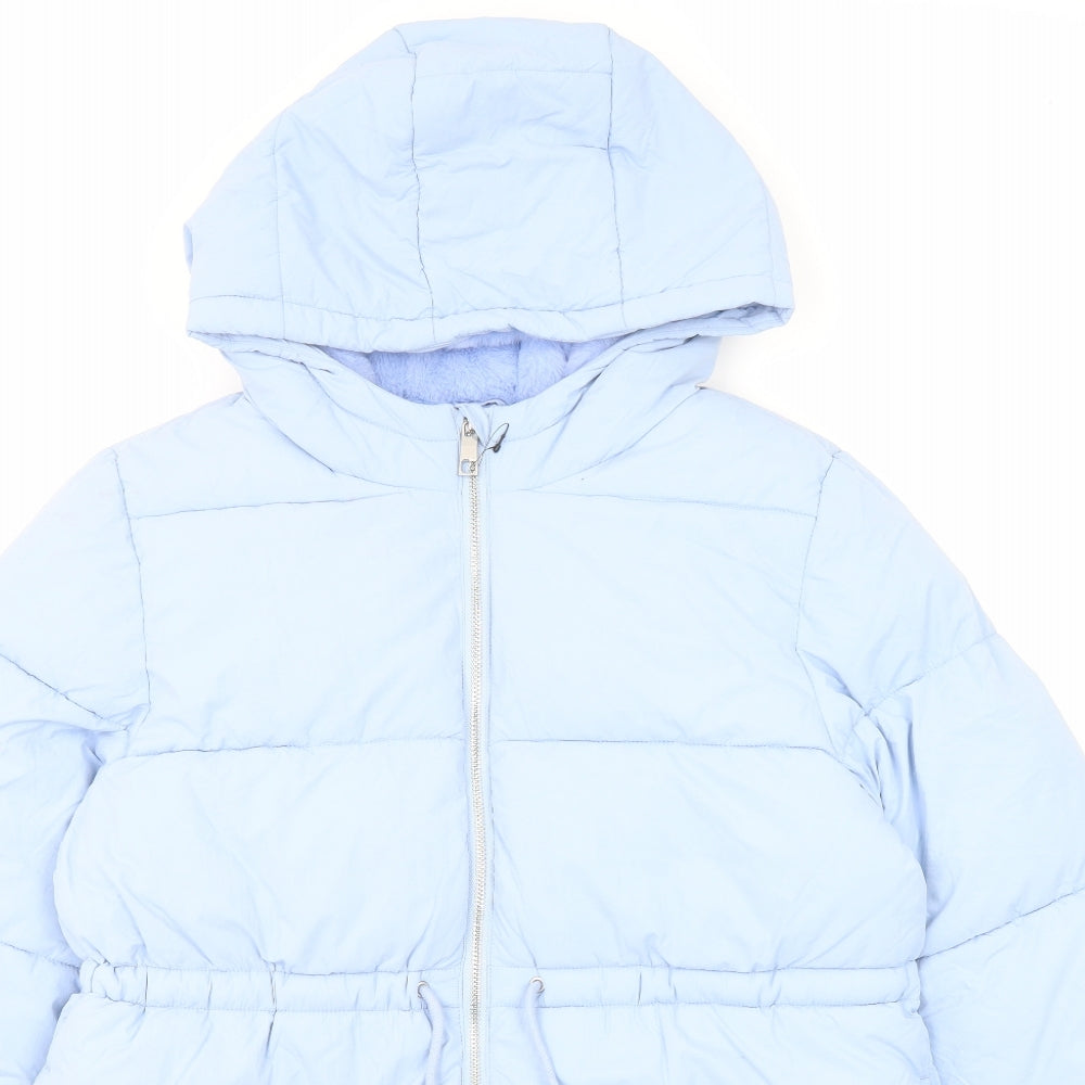Marks and Spencer Girls Blue Puffer Jacket Coat Size 13-14 Years Zip