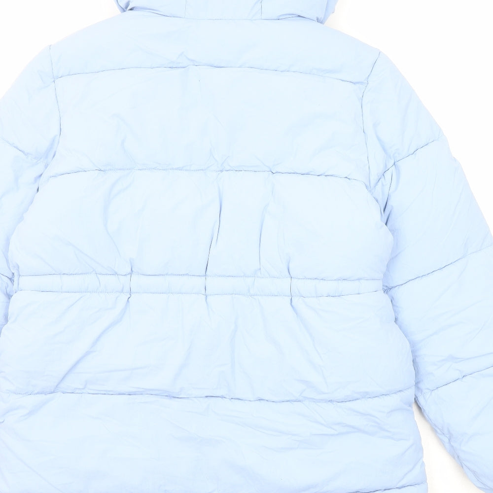 Marks and Spencer Girls Blue Puffer Jacket Coat Size 13-14 Years Zip
