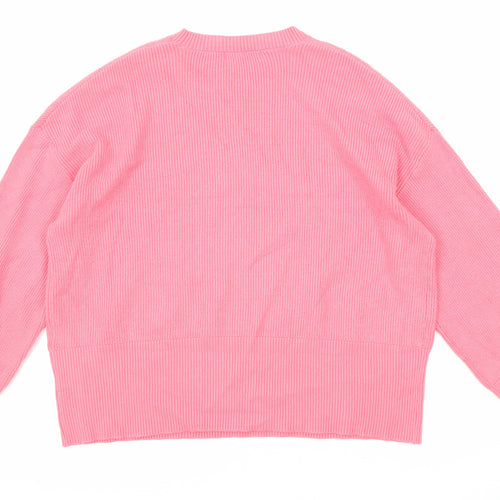 Marks and Spencer Womens Pink Round Neck Viscose Pullover Jumper Size L