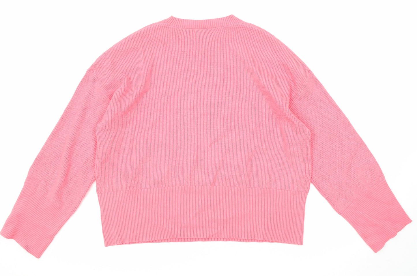 Marks and Spencer Womens Pink Round Neck Viscose Pullover Jumper Size L