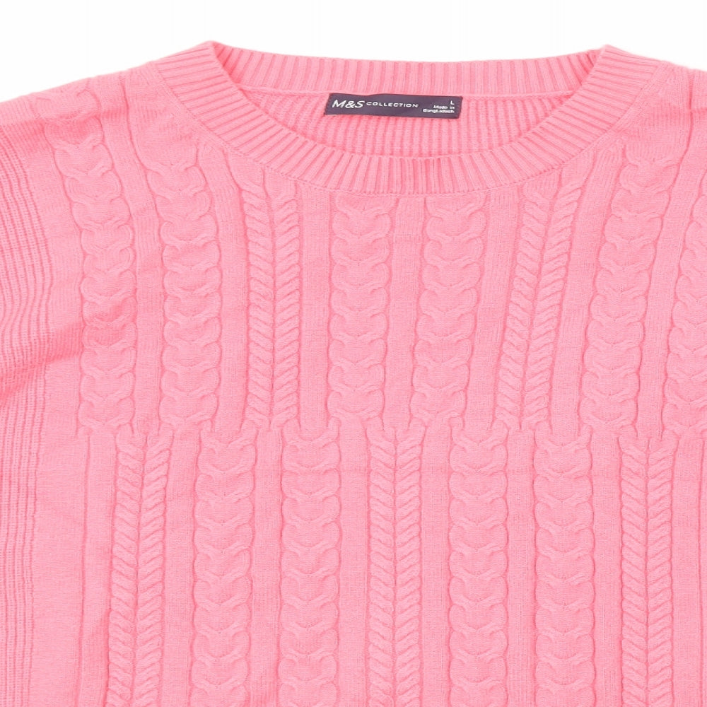 Marks and Spencer Womens Pink Round Neck Viscose Pullover Jumper Size L
