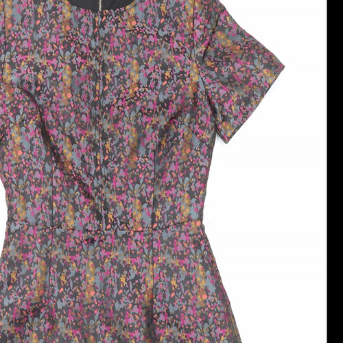 Sugarhill Womens Multicoloured Geometric Polyester Shift Size 8 Round Neck Zip