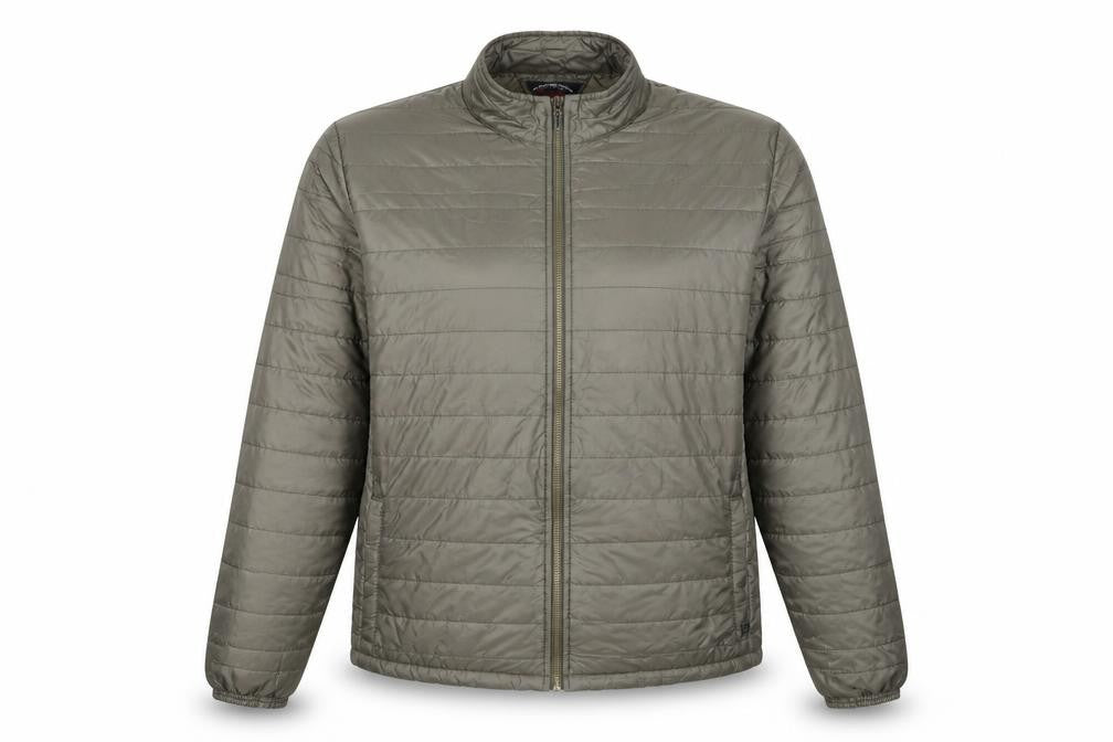 Front view of Big John women’s green quilted jacket, size XL, zip