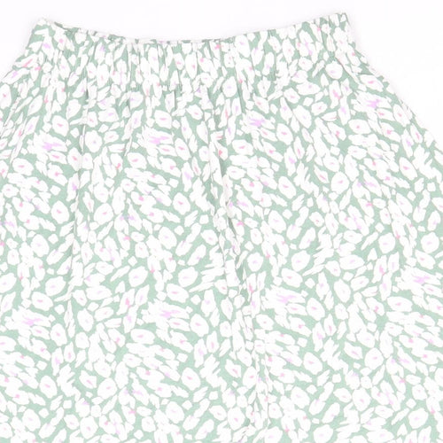 Marks and Spencer Womens Green Geometric Viscose Swing Skirt Size 8