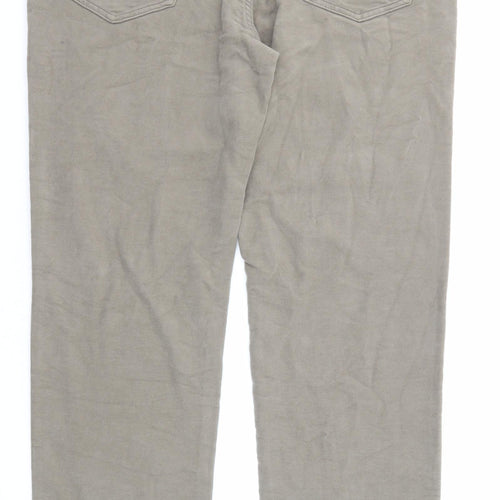 Marks and Spencer Mens Grey Cotton Trousers Size 38 in L33 in Regular Zip