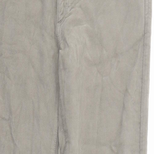 Marks and Spencer Mens Grey Cotton Trousers Size 38 in L33 in Regular Zip