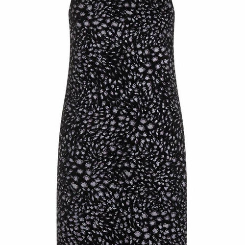 Topshop Womens Black Animal Print Polyester Slip Dress Size 10 Square Neck Pullover