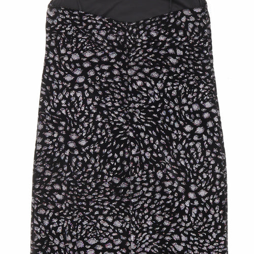 Topshop Womens Black Animal Print Polyester Slip Dress Size 10 Square Neck Pullover