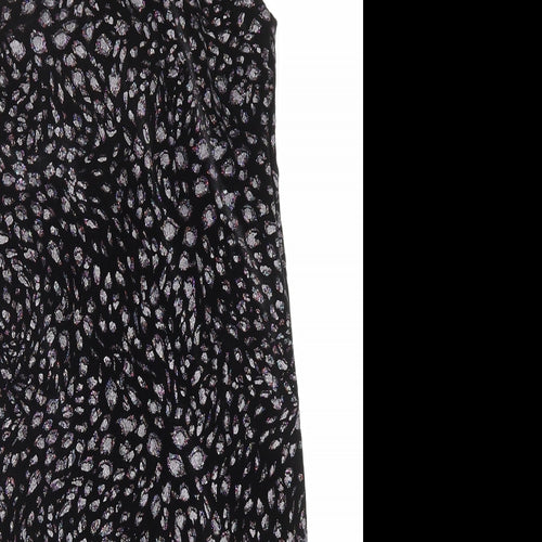 Topshop Womens Black Animal Print Polyester Slip Dress Size 10 Square Neck Pullover