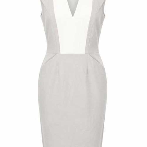 ASOS Womens Grey Colourblock Polyester Pencil Dress Size 8 V-Neck Zip