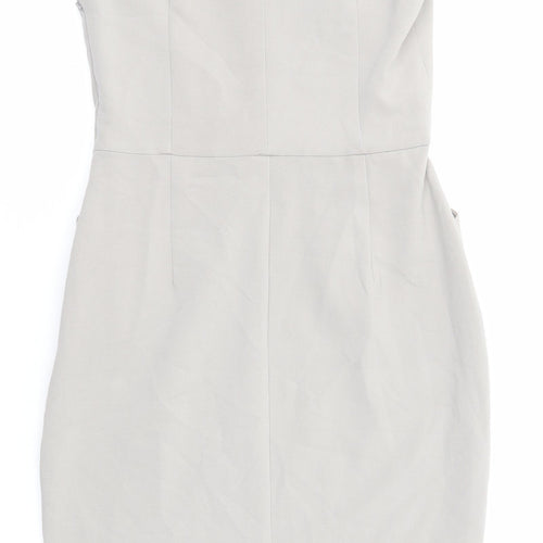 ASOS Womens Grey Colourblock Polyester Pencil Dress Size 8 V-Neck Zip