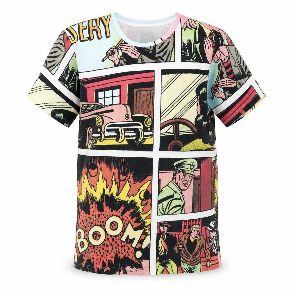House Clothing Mens Multicoloured Polyester T-Shirt Size M Round Neck - Comic book print